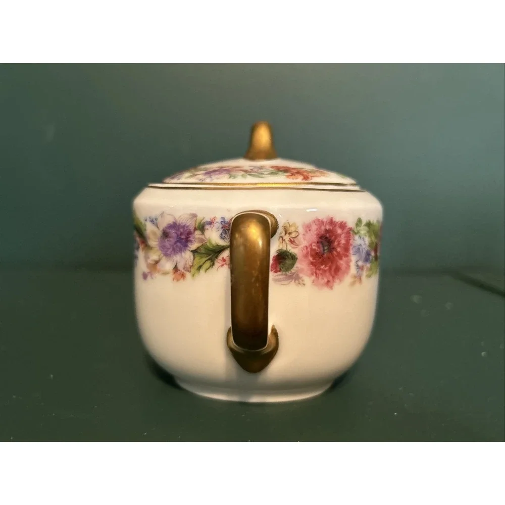Vintage‎ 1930s Epiag Aich Czechoslovakia Floral Rare Pattern Creamer and Sugar
